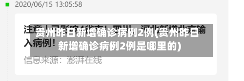 贵州昨日新增确诊病例2例(贵州昨日新增确诊病例2例是哪里的)-第3张图片