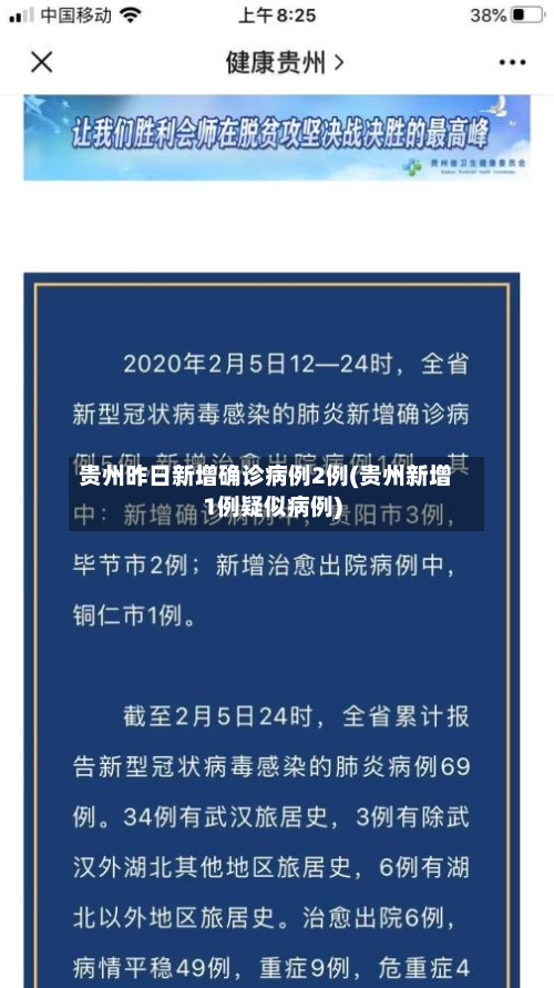贵州昨日新增确诊病例2例(贵州新增1例疑似病例)