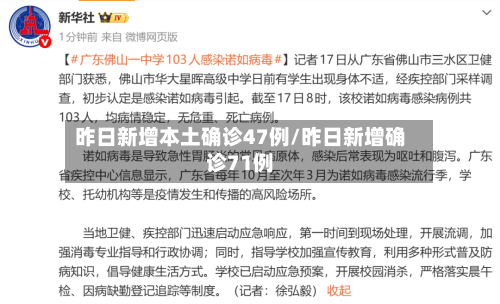 昨日新增本土确诊47例/昨日新增确诊71例